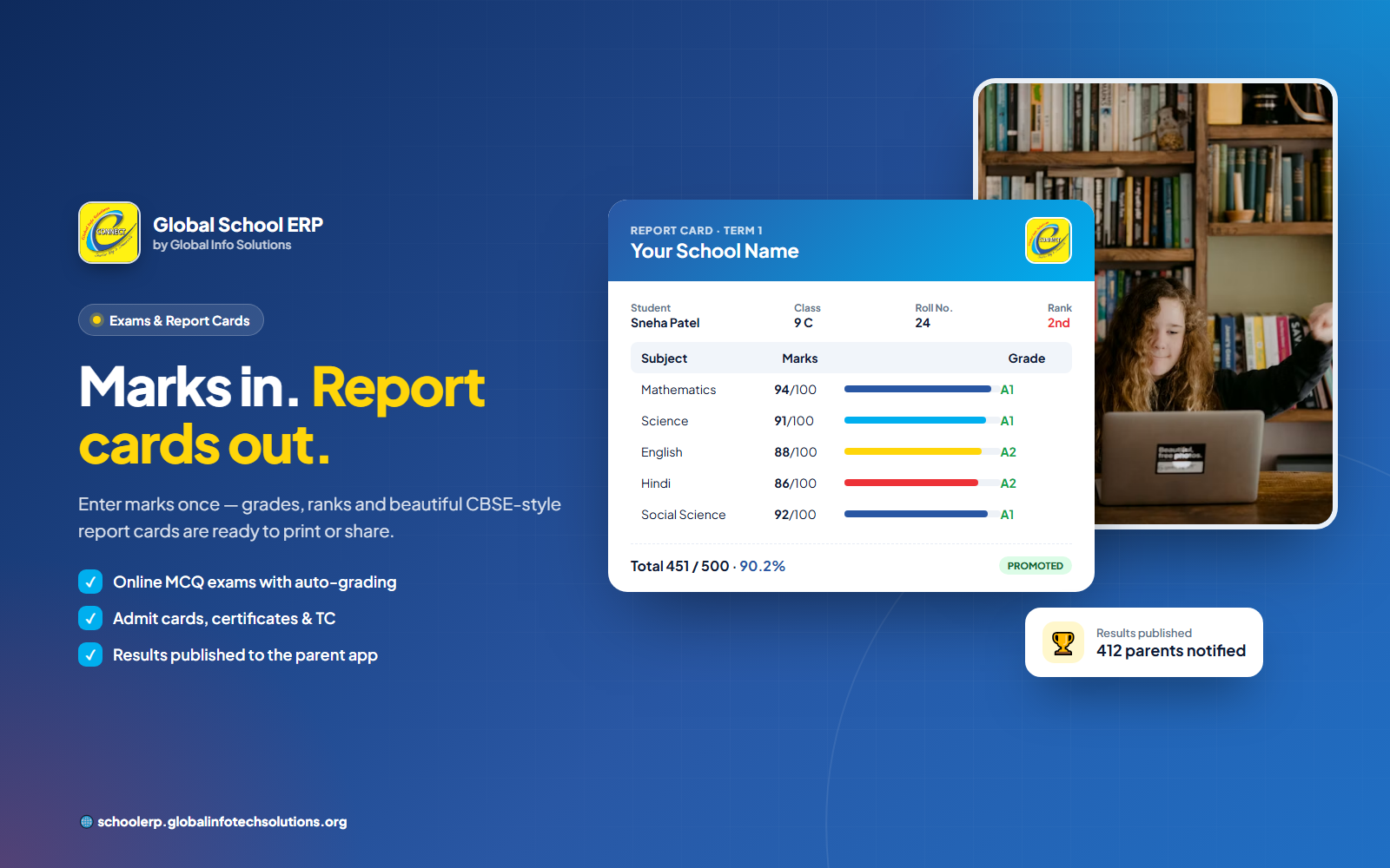 Report card generated by Global School ERP